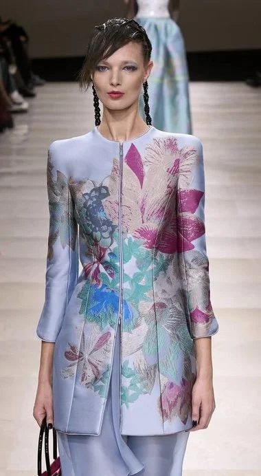 Armani Privé Floral-Print Jacquard Coat
