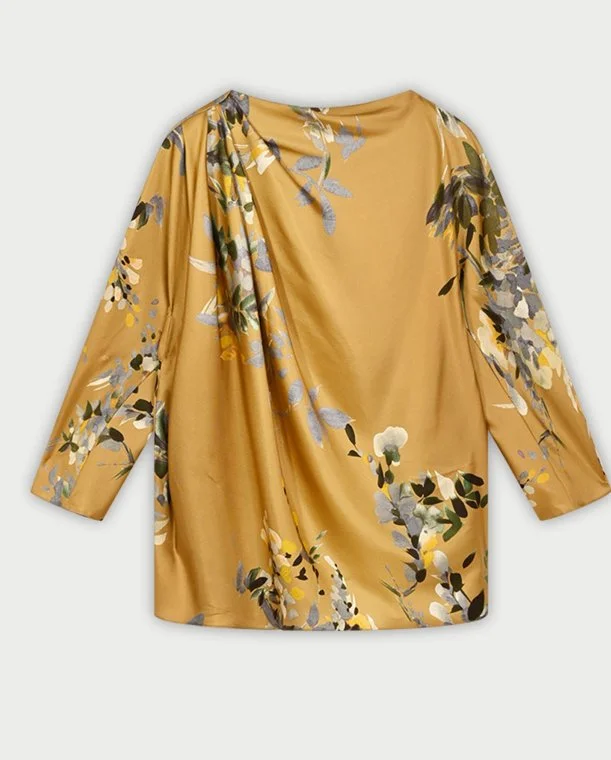 Natan Bowy Top in Golden Brown Print