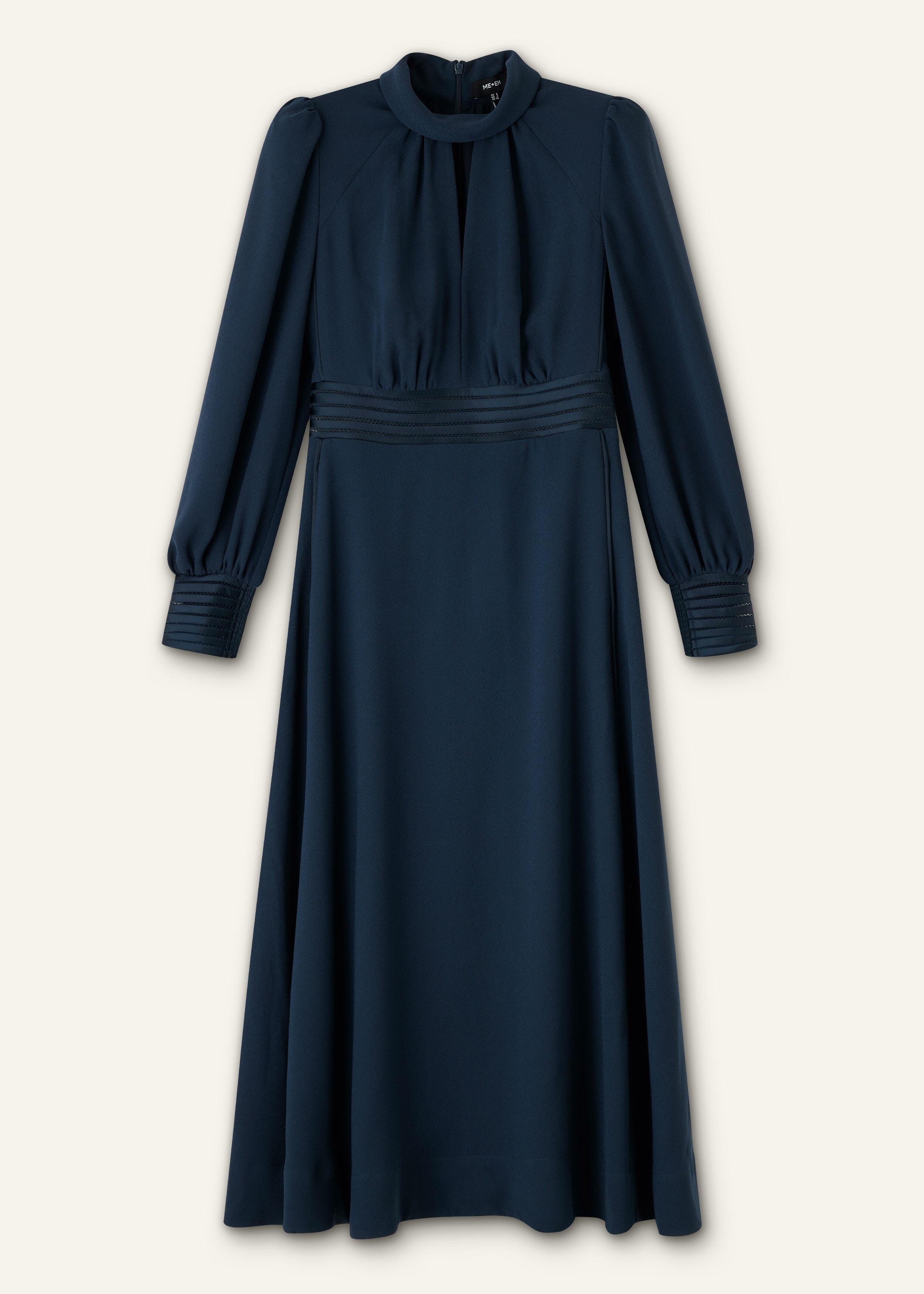 Me and Em Crepe Ladder Trim Maxi Dress in Navy.jpeg