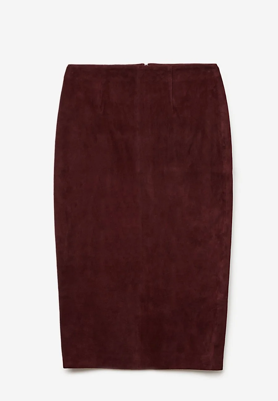 Falconeri Suede Skirt in Burgundy
