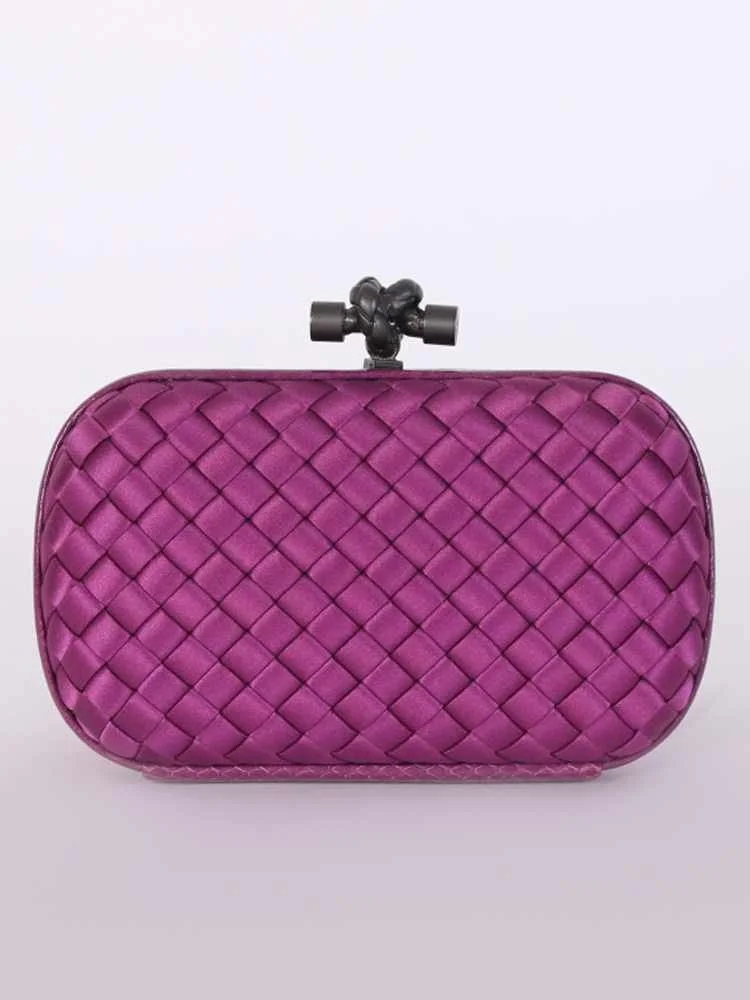 Bottega Veneta Intrecciato Knot Clutch in Violet Silk