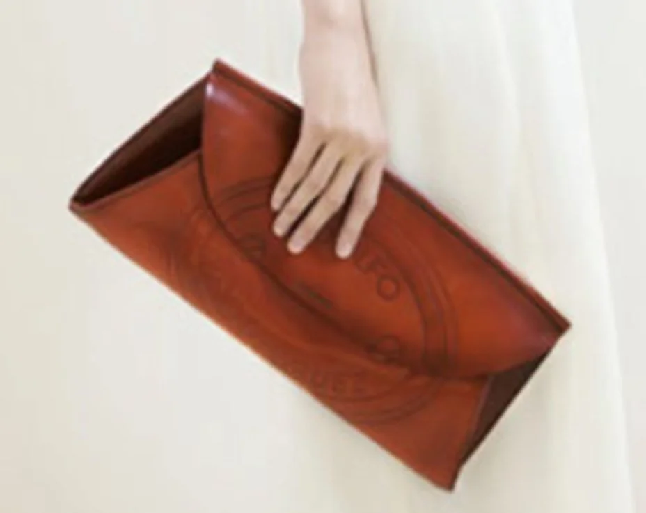 Adolfo Dominguez Logo Clutch in Beige