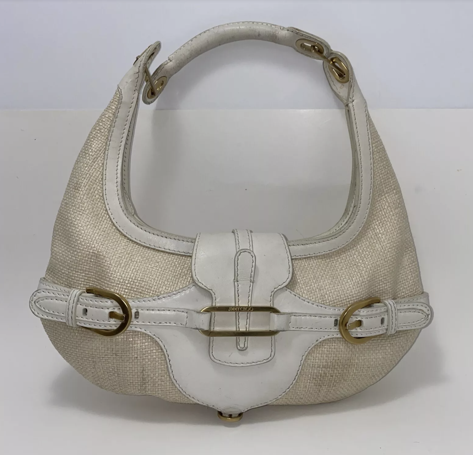 Jimmy Choo Tulita Shoulder Bag in Nude Canvas