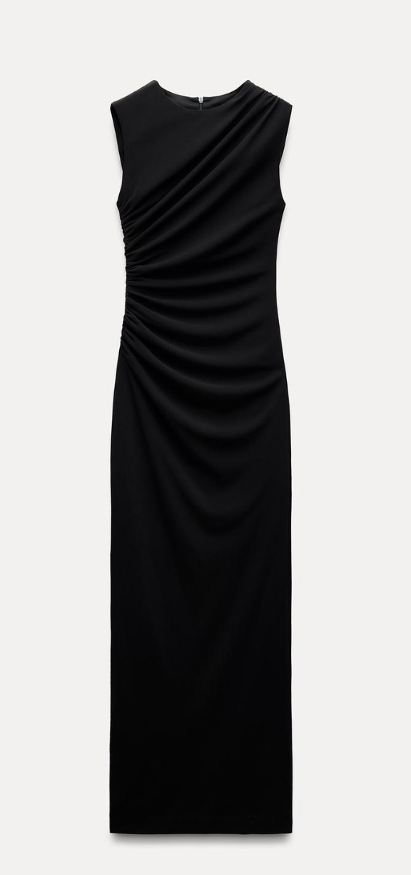 Zara Draped Midi Dress in Black