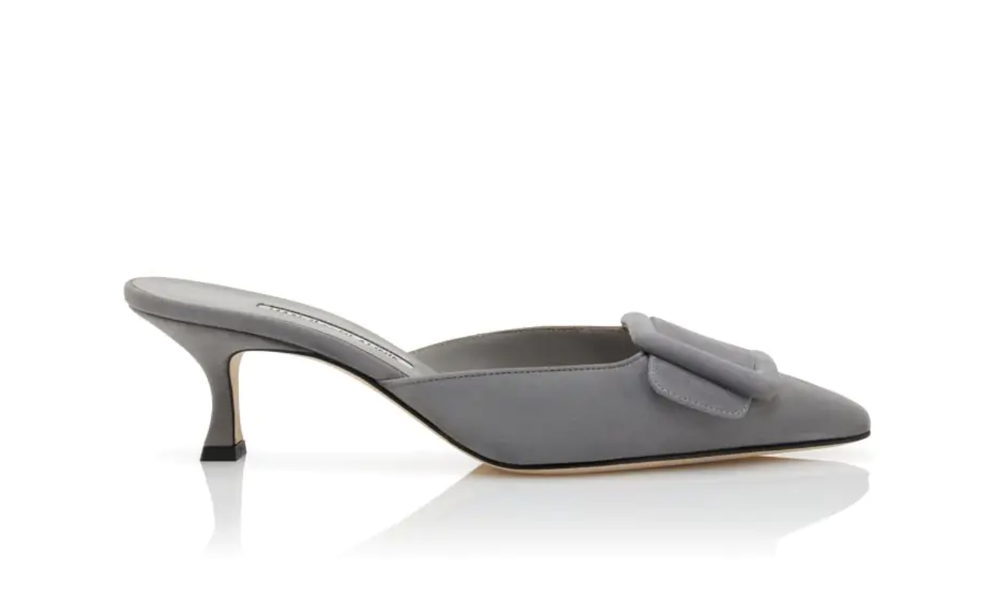 Manolo Blahnik Maysale 50 Mules in Grey Suede — UFO No More