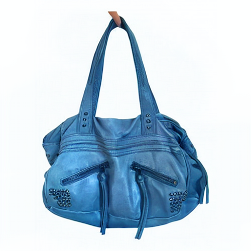 Zadig et Voltaire Studded Leather Handbag in Blue