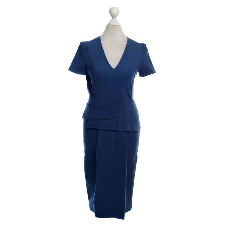 Giorgio Armani Peplum V-Neck Dress in Navy