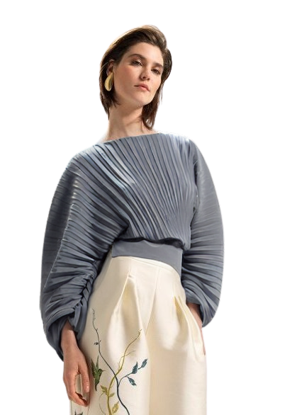 Natan Couture Godar Blouse in Grey