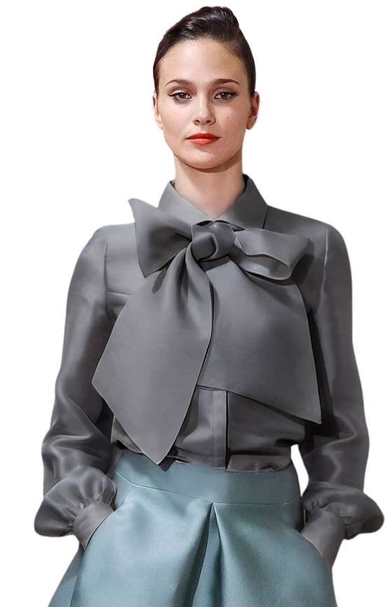 Natan Couture Pussy Bow Blouse in Black