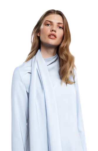 Natan Scarf Collar Blouse in White.PNG