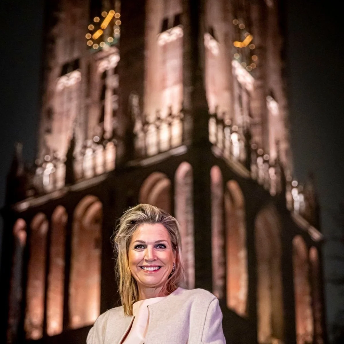 Queen Maxima turns on the new lighting of the Dom Tower