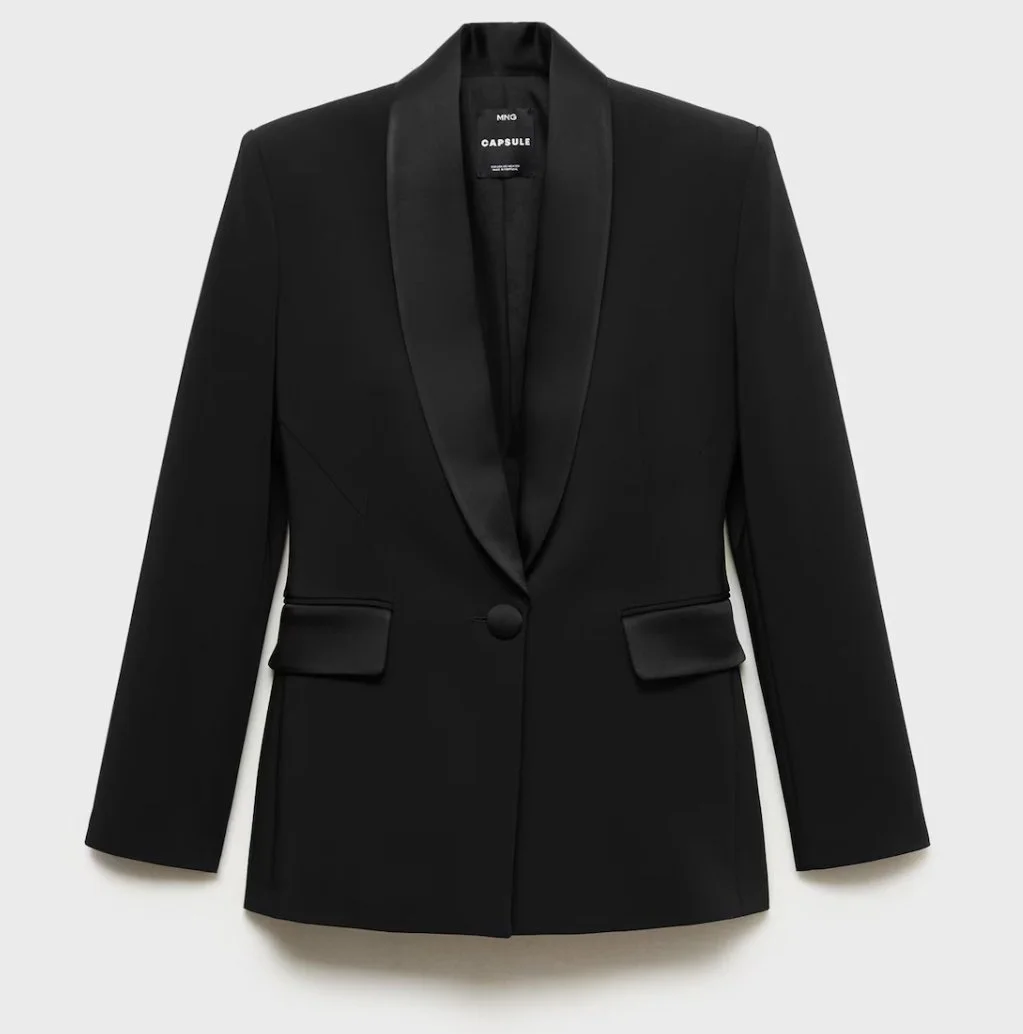 Mango Suit Jacket with Satin Details