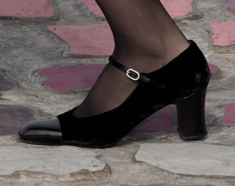 Chanel Cap-Toe Mary-Jane Mid Heel Pumps