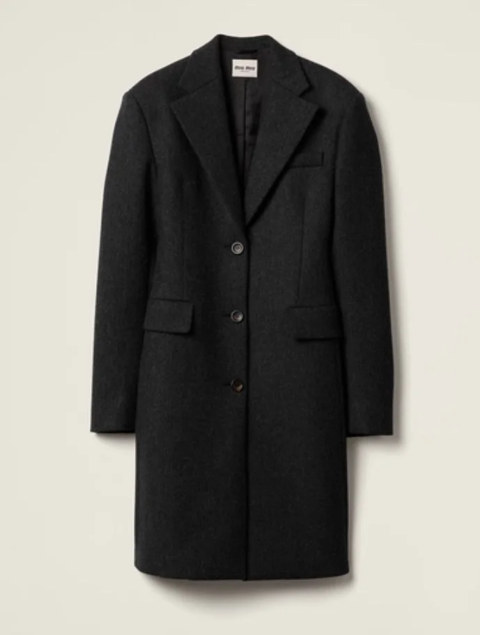 Miu Miu Single-Breasted Double Wool Coat