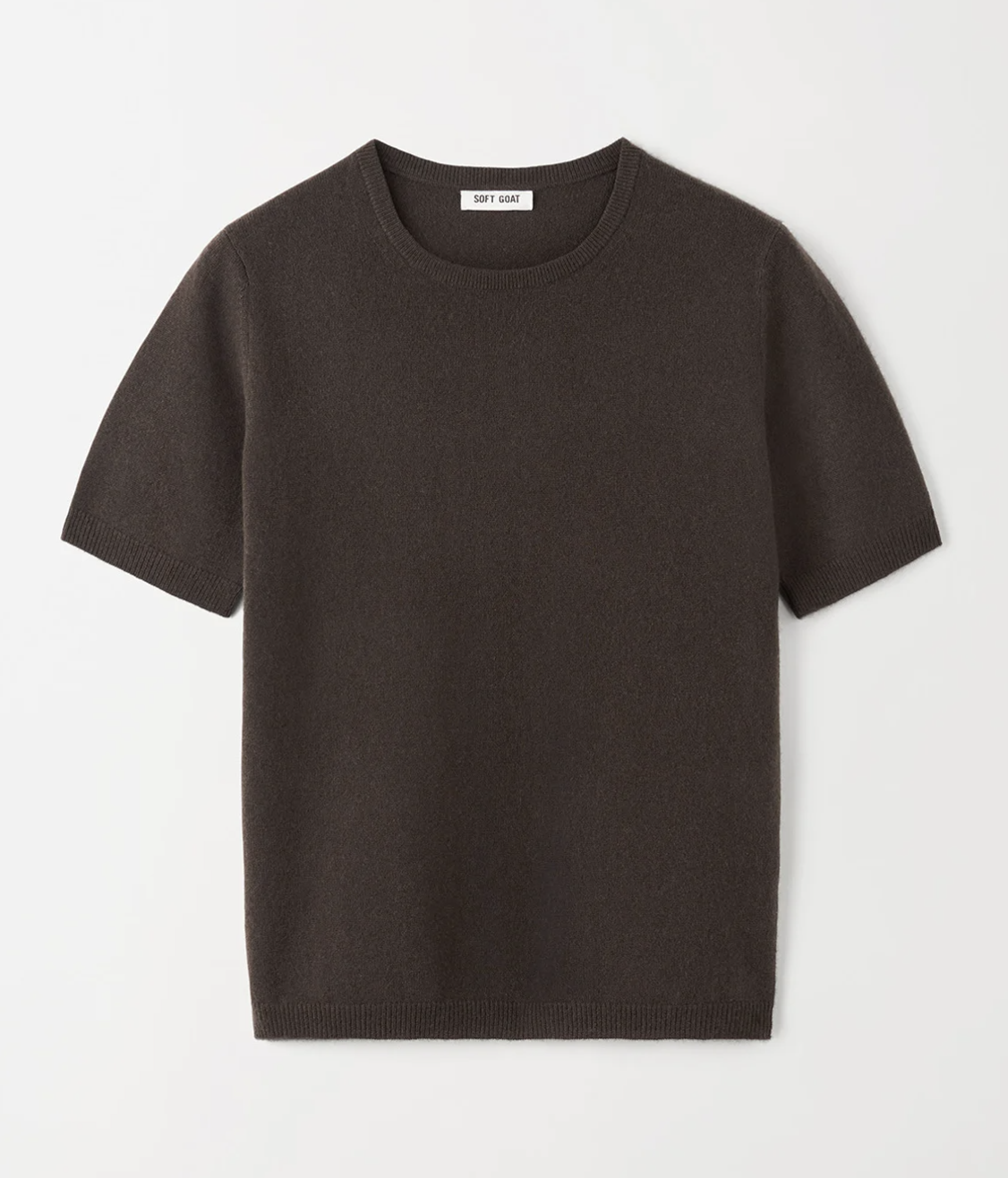 Soft Goat Short Sleeve Cashmere Jumper in Chocolate
