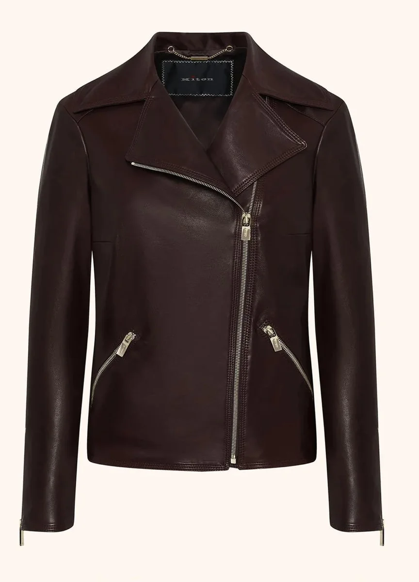 Kiton Smooth Leather Biker Jacket
