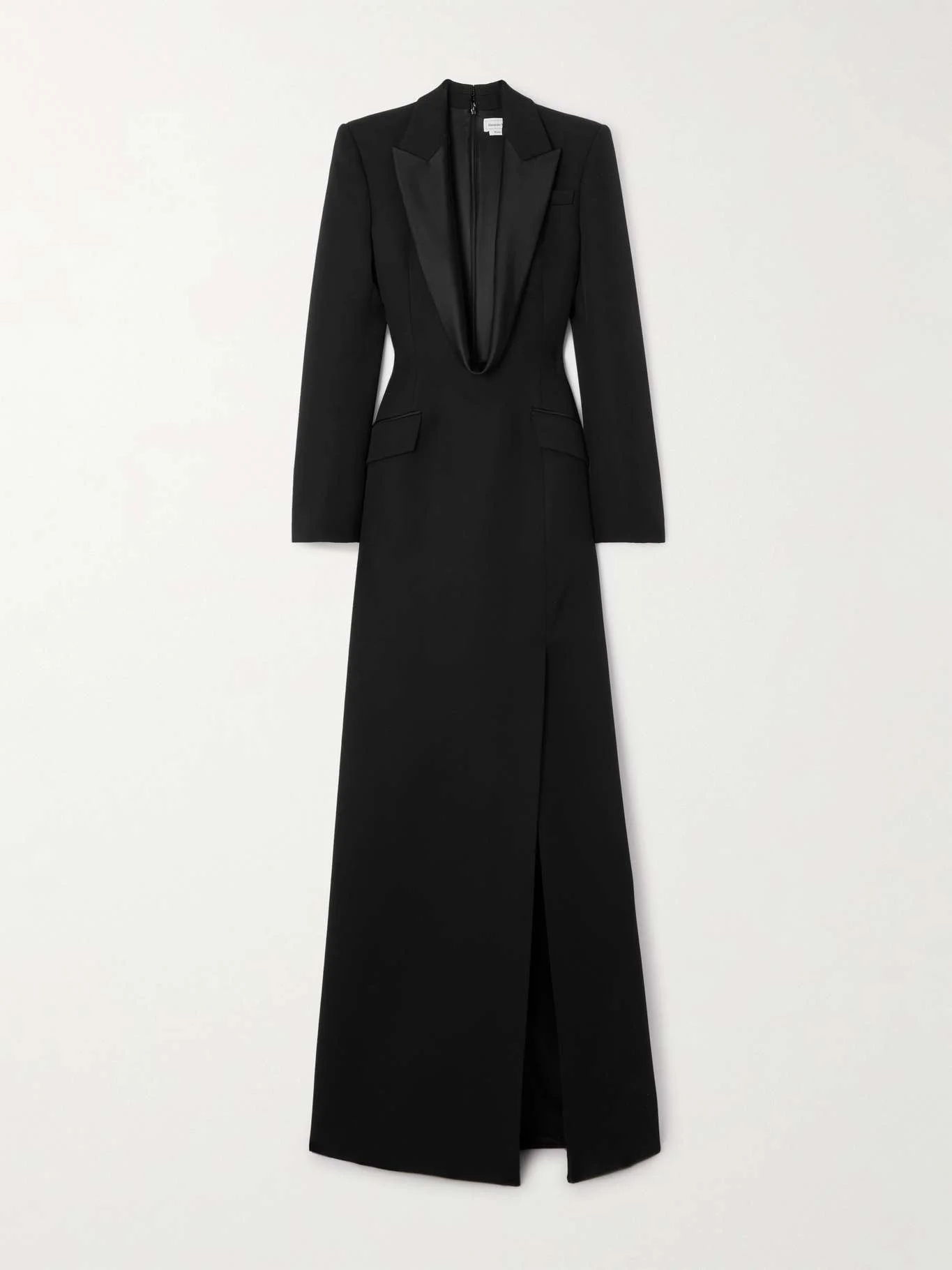 Alexander McQueen Silk-Blend Trimmed Wool Grain de Poudre Gown