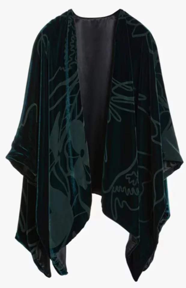 Giorgio Armani Devoré Velvet Cloak in Green