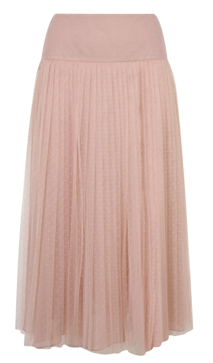 Christian Dior Pleated Mid-Length Skirt in Pink Plumetis Tulle