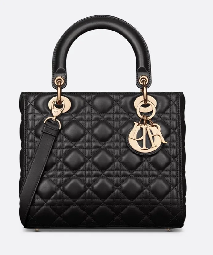 Christian Dior Lady Dior Medium Bag in Black Cannage Lambskin