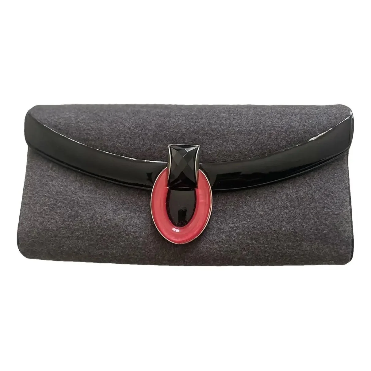 Giorgio Armani Wool and Patent Leather Clutch