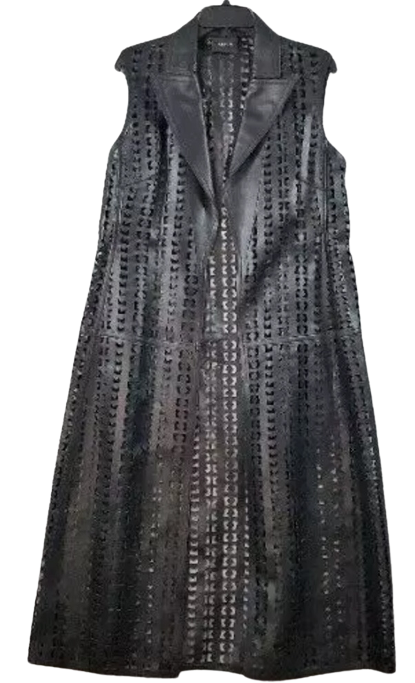 Akris Blake Laser Cut Leather Duster Vest