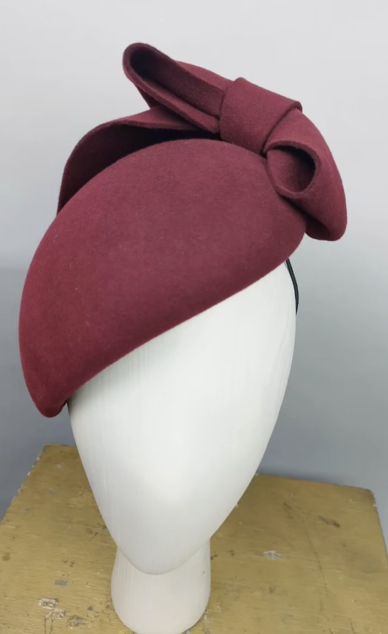 Sahar Millinery Drop Beret Hat in Burgundy