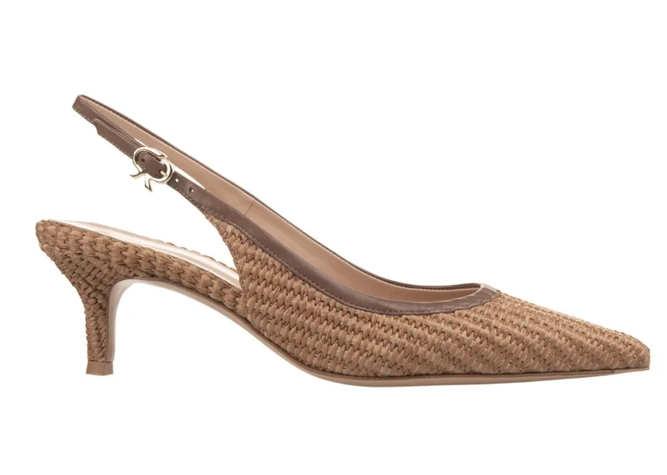 Gianvito Rossi Leith Slingback Pumps in Raffia