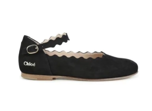 Chloé Kids Scalloped-edge Ballerina Shoes