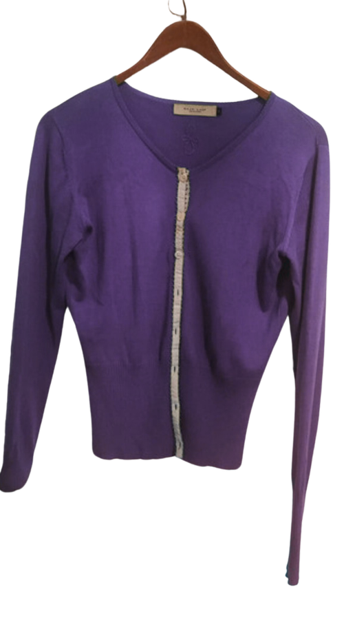 Naja lauf contrast trim cardigan in purple ufo no more