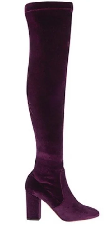 Aquazzura So Me Velvet Boots in Purple