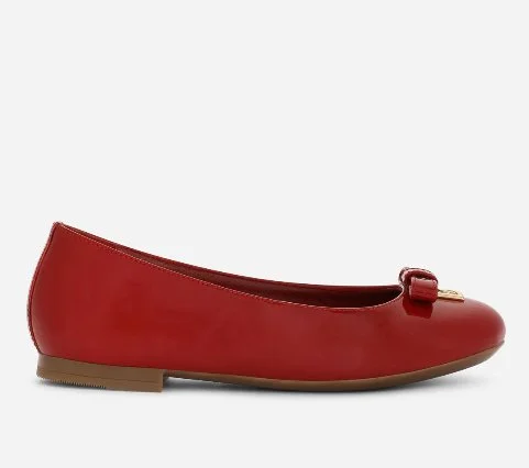 Dolce & Gabbana Girls Ballet Flats with DG Logo in Red Patent Leather