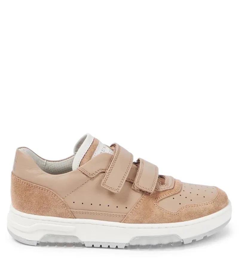 Brunello Cucinelli Calfskin and Suede Sneakers with Straps in Neutral