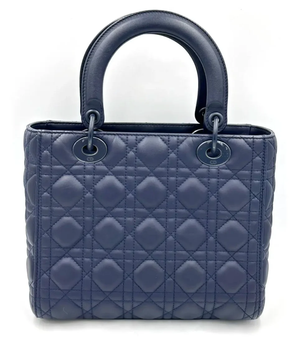 Christian Dior Lady Dior Medium Bag in Blue Cannage Calfskin