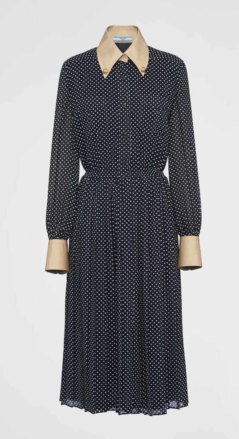Prada Polka-Dot Georgette Dress