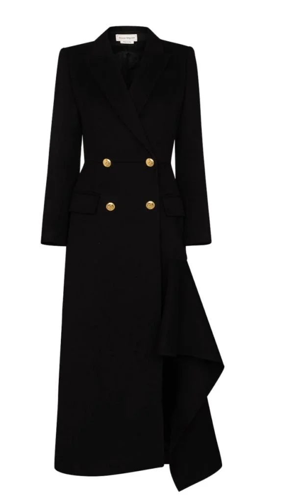 Alexander McQueen Double-Breasted Long Coat in Green