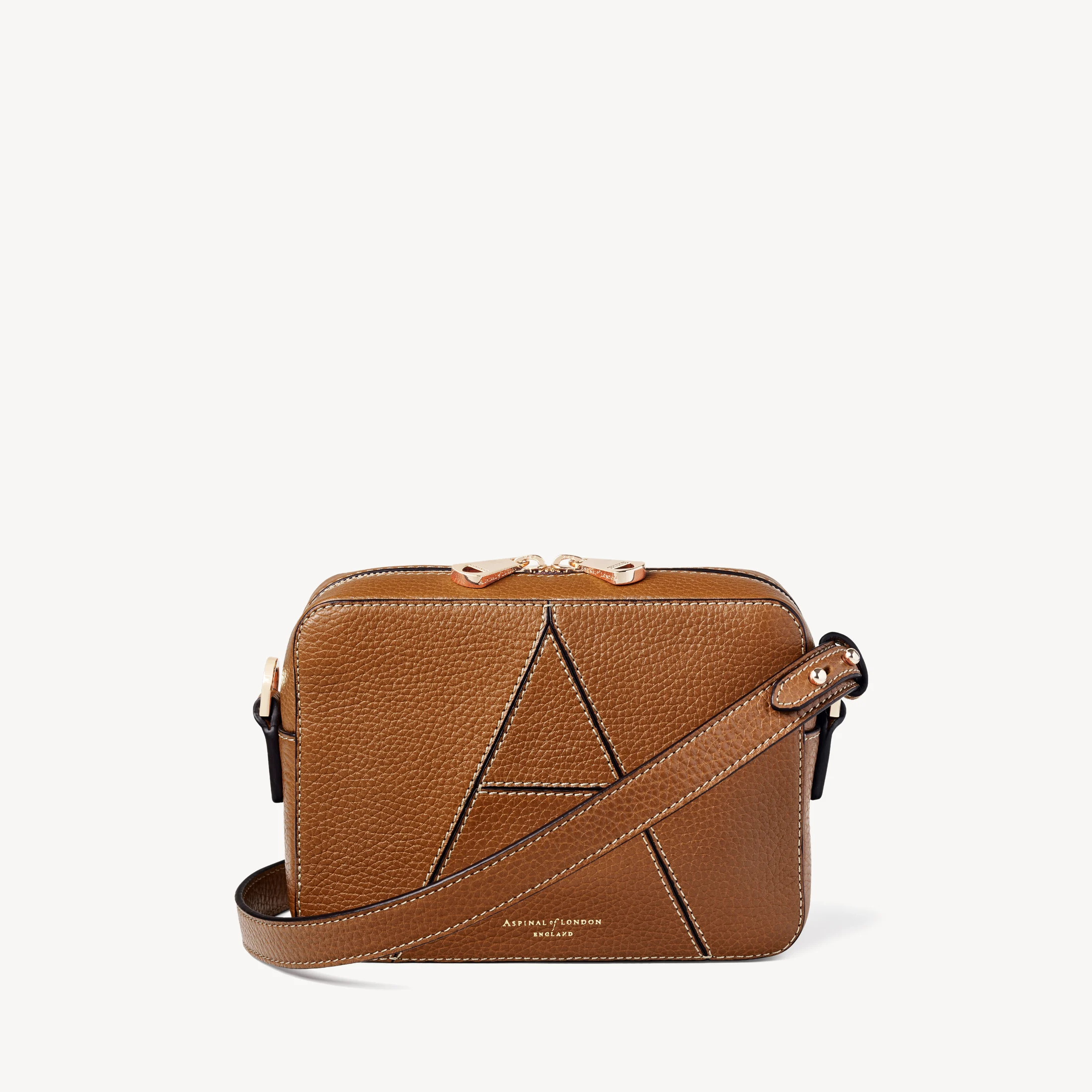 Aspinal of London Camera 'A' Bag in Tan Pebble