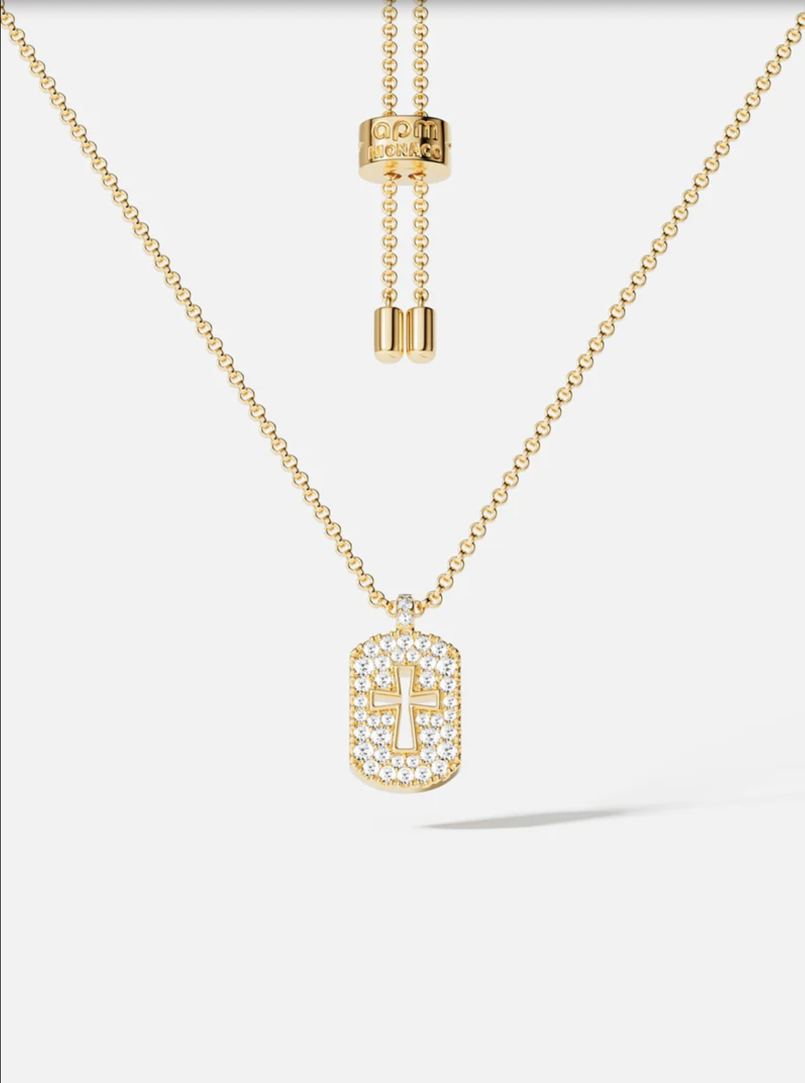 APM Monaco Adjustable Cross Pavé Necklace