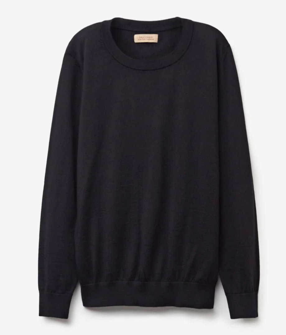 Falconeri Crew Neck Ultrafine Cashmere Jumper in Black