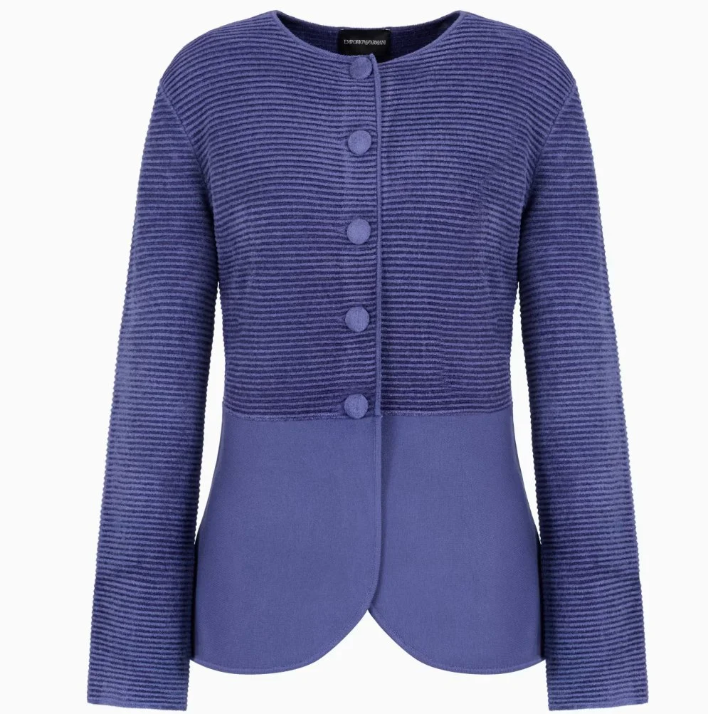 Emporio Armani Ottoman Fabric Cardigan Jacket with Peplum