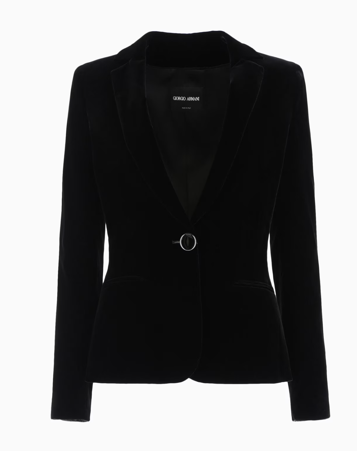 Giorgio Armani Single-Breasted Velvet Jacket with Jewel Button Detail