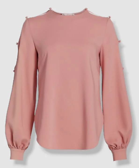 Oscar de la Renta Keyhole Balloon-Sleeve Blouse