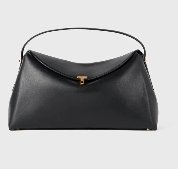 Toteme T-Lock Top Handle Bag in Black Leather