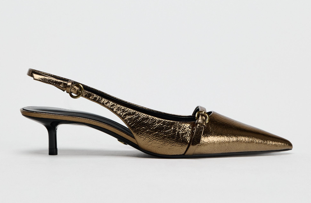 Zara Metallic Effect Slingback Kitten Heels — UFO No More Zara Metallic Effect Slingback Kitten Heels — UFO No More