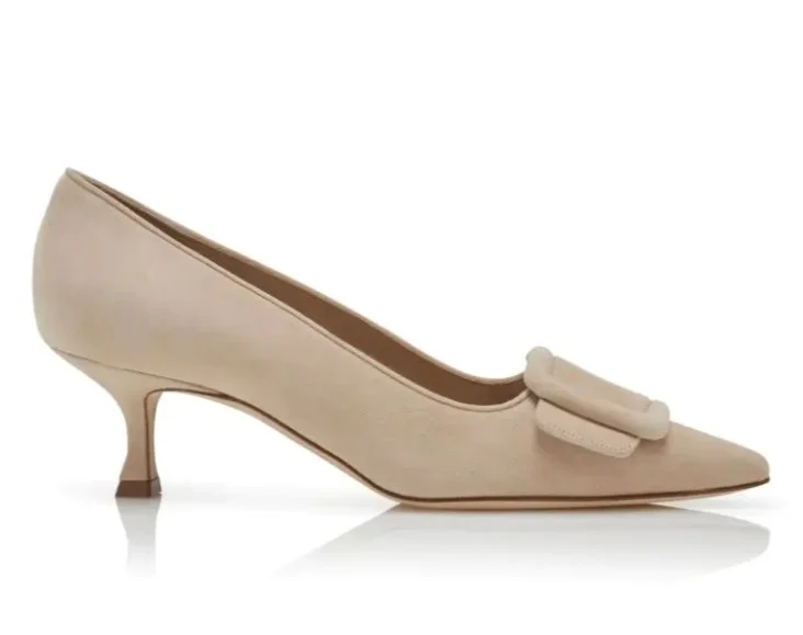 Manolo Blahnik Maysale 50 Pumps in Beige