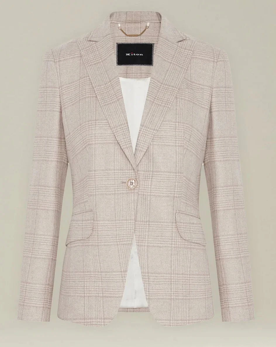 Kiton Glen Plaid Cashmere Blend Blazer
