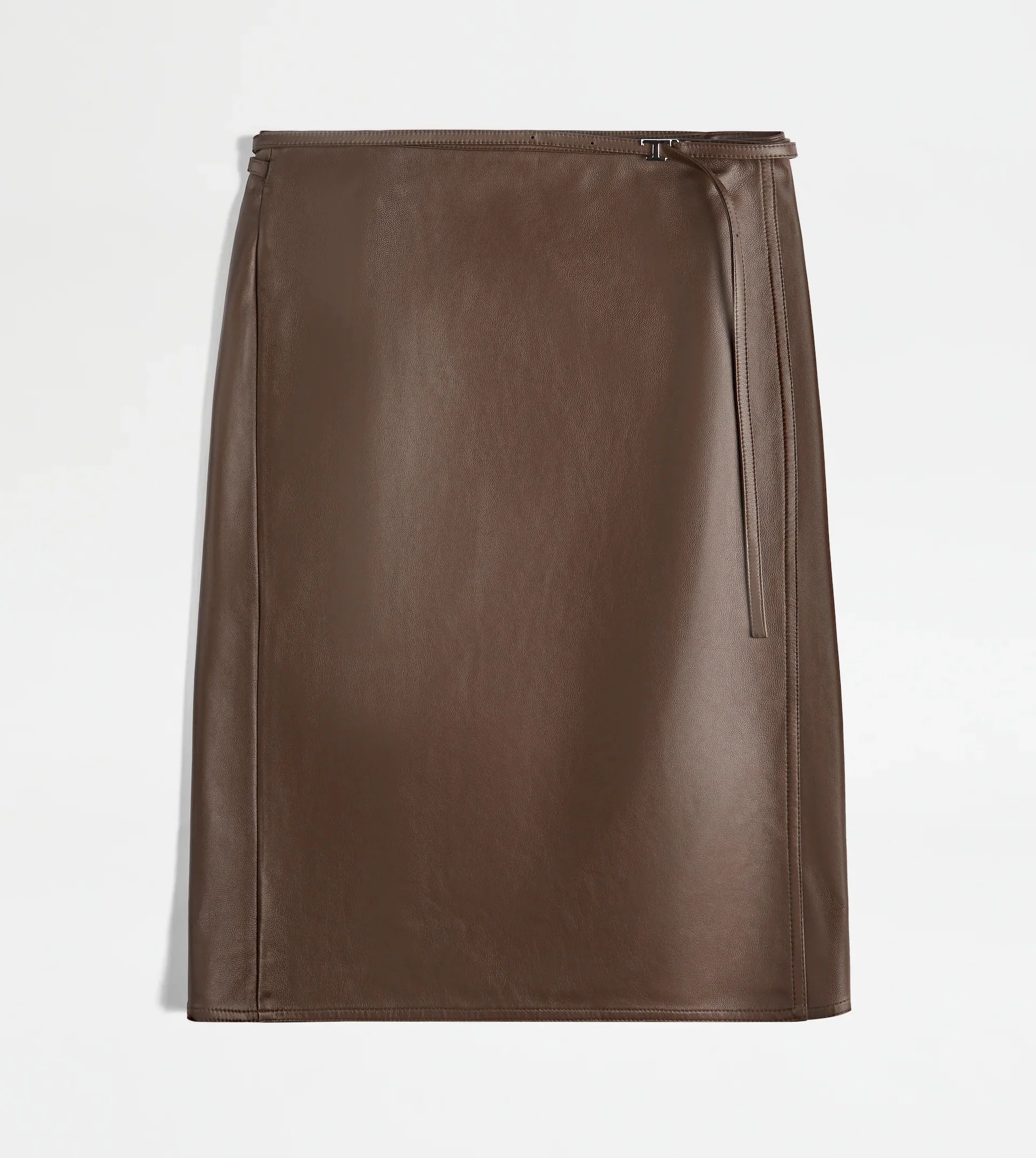 Tod's Leather Wrap Skirt in Brown