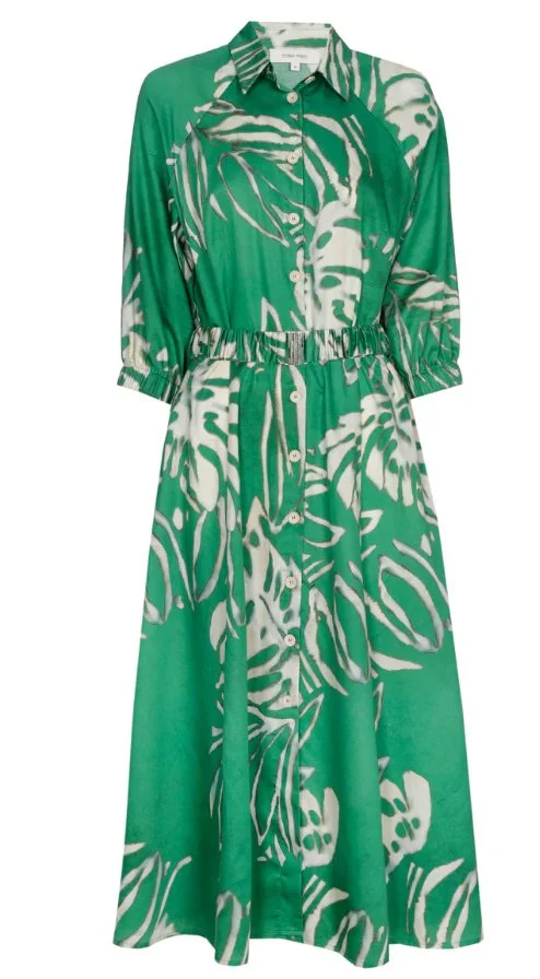 Marie Méro Cotton Long Dress in Green Print