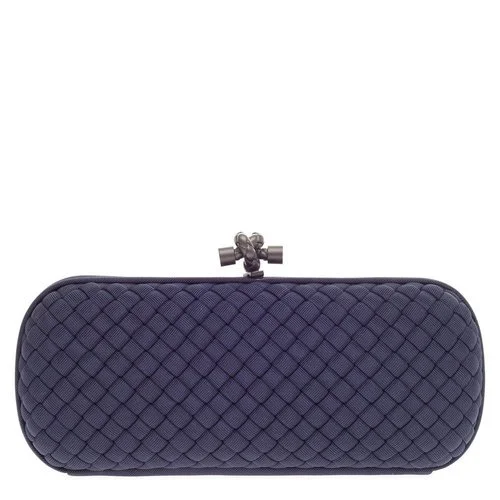Bottega Veneta Intrecciato Knot Long Clutch in Navy