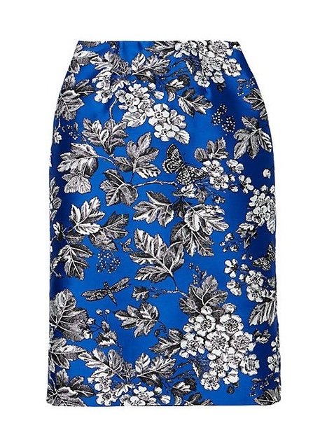 Carolina Herrera Satin Jacquard Floral Pencil Skirt